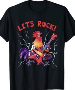 Let's Rock Rooster Playing Heavy Metal Guitar Music Shirt