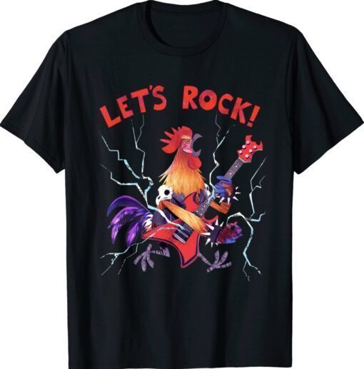 Let's Rock Rooster Playing Heavy Metal Guitar Music Shirt