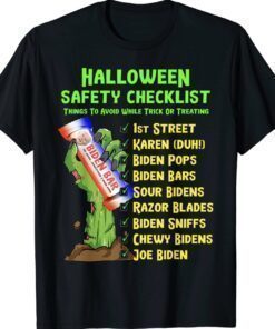 Funny Halloween Safety Checklist Joe Biden Meme Shirt