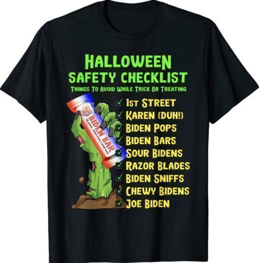 Funny Halloween Safety Checklist Joe Biden Meme Shirt