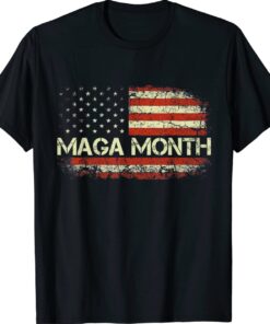 Vintage Old Happy MAGA Month Patriotic American Flag Trendy Shirt