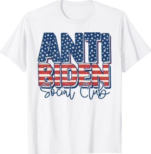 Retro US Flag Anti Biden Social Club Conservative Patriotic Shirt