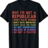 Why I'm Not A Republican I Don't Hate Women Funny Shirt