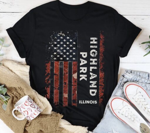 Highland Park Illinois US Flag Retro Shirt