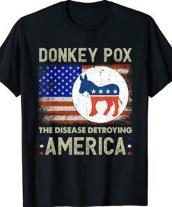 Donkey Pox The Disease Destroying America Donkeypox USA Flag Shirt