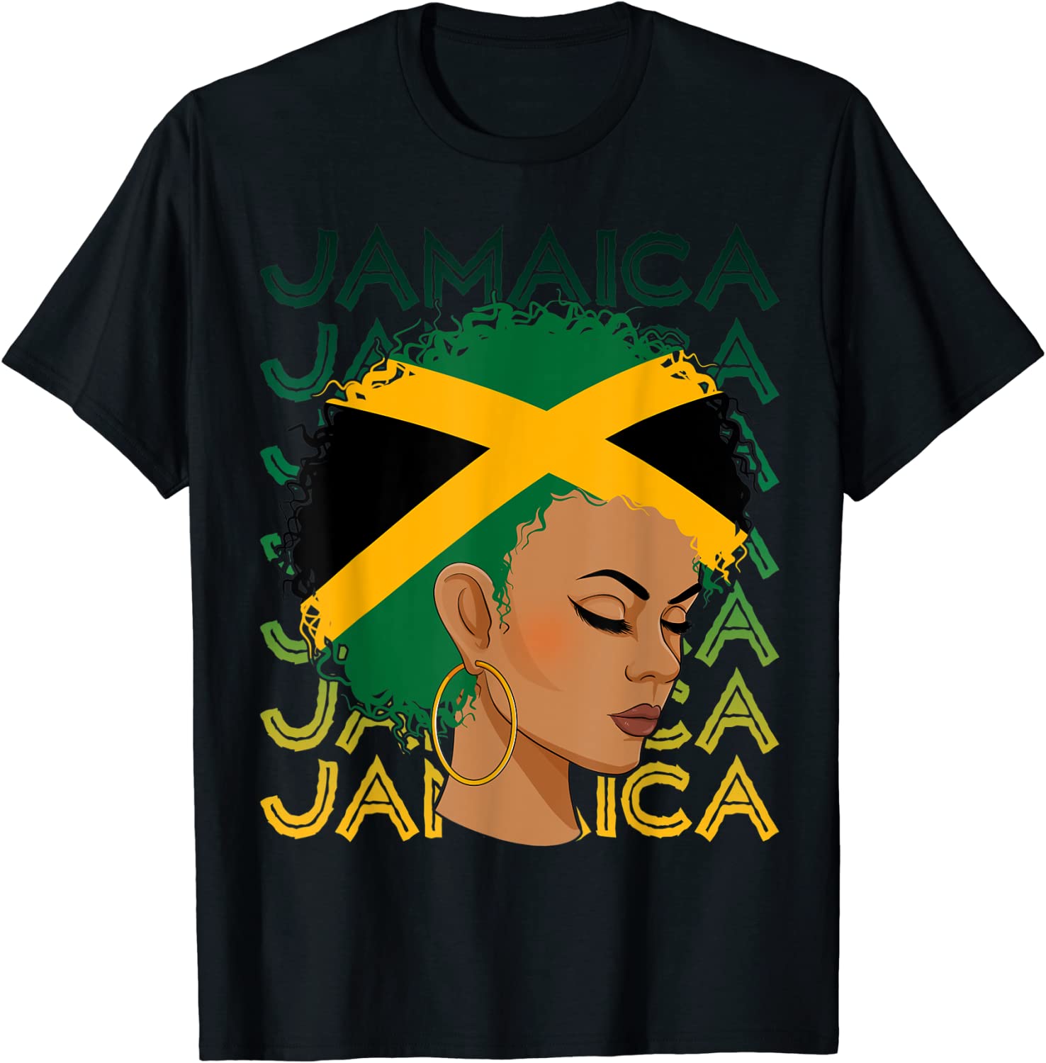 Jamaican Black Girls Jamaica Flag Hair Womens Woman T-Shirt ...
