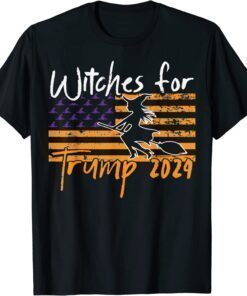 Trump 2024 Lazy Halloween Costume Funny Witch American Flag Shirt