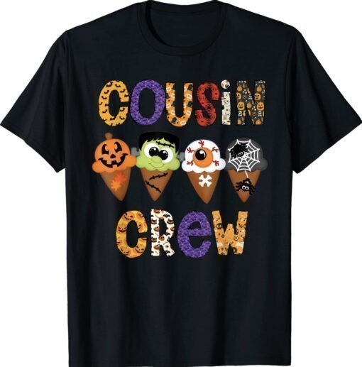 Cousin Crew Halloween Horror Ice Cream Pumpkin Face Monster Shirt