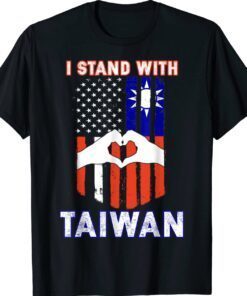 Funny I Stand With Taiwan Support Taiwanese & American Flag Shirt