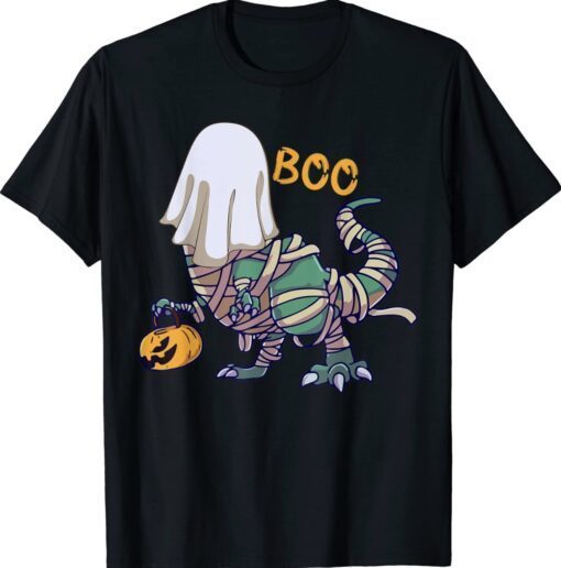 Ghost Mummy Dinosaur Funny Boo Halloween Pumpkin Shirt