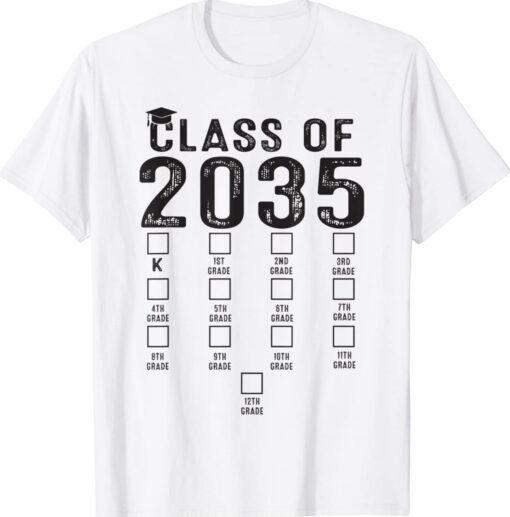 Class of 2035 Grow With Me Shirt With Space For Checkmarks Shirt