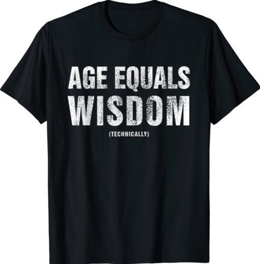 Age Equals Wisdom Technically Funny Adult Birthday Gift Shirt