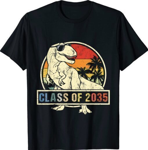 Class Of 2035 Grow With Me First Day Of School Dinosaur Shirt