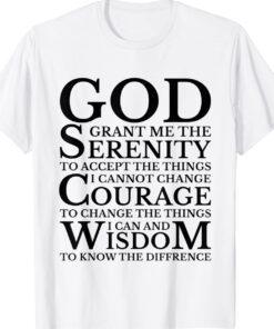 Serenity Prayer AA NA Sober Recovery Shirt