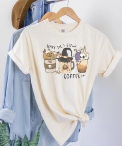 Scary Til I get My Coffee Halloween Spooky Season Shirt