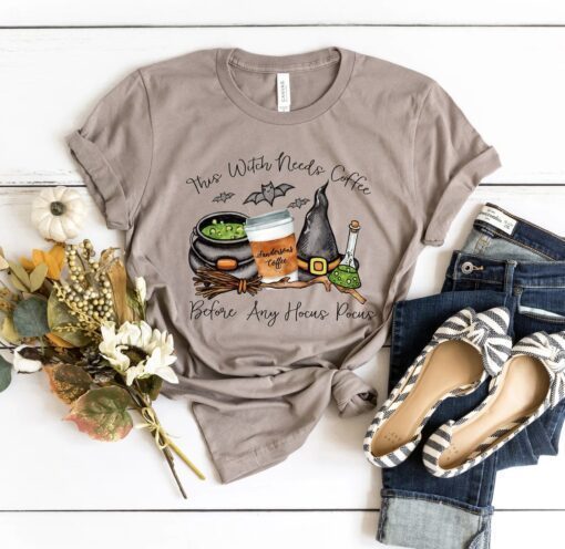 Funny Halloween Hocus Pocus Witch This Witch Needs Coffee Shirt