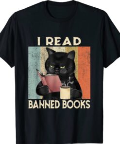 Cat I Read Banned Books Funny Bookworms Reading Book Shirt