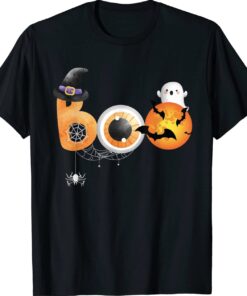 Spooky Moon Halloween Boo Spider Web Bat Witch Shirt