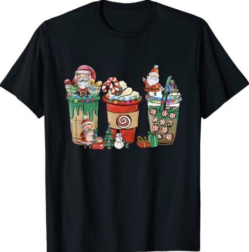 Christmas Coffee Latte Cozy Winter Santa Xmas Coffee Lover Shirt