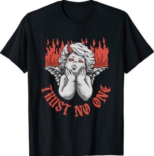 Trust No One Gothic Devil Cupid Statue Sculpture Emo Sad Shirt