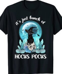 Vintage Halloween Black Cat It's Just A Bunch Of Hocus Pocus Shirt