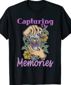 Capture The Memories Photography Camera Flowers Dragonfly Shirt