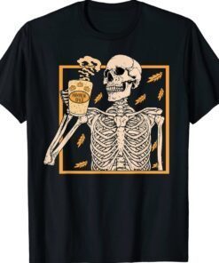 Vintage Halloween Skeleton Pumpkin Spice Latte Syrup Creamer Shirt
