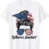 Where's Jackie Messy Bun American Flag Funny Anti-Biden Shirt