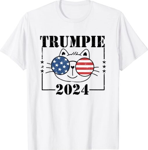 Trumpie Cat 2024 Proud Trumpie 2024 Sunglasses USA Flag Shirt