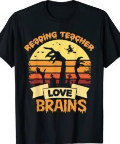 Reading Teachers Love Brains Zombie Teacher School Halloween Shirt