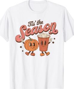 Tis The Season Vintage Retro Style Pumpkin Autumn Fall Latte Shirt