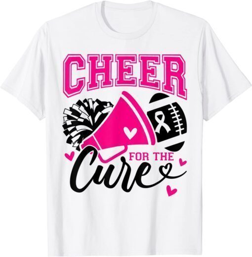 Cheer For The Cure Football Pink Ribbon Breast Cancer T-Shirt