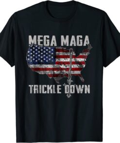 Mega MAGA Trickle Down Biden Vintage American US Flag T-Shirt