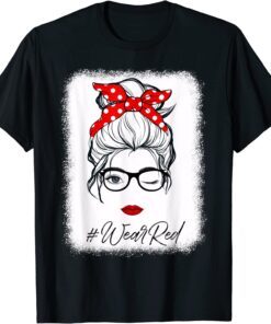 Red Ribbon Week Wink Eye Messy Bun Glasses Just Say No Yes T-Shirt