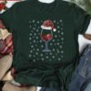 Wine With Christmas Hat Christmas Snowflakes Winter Shirt