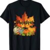 Happpy Thanksgiving Day Autumn Fall Maple Leaves Thankful Shirt
