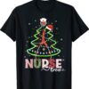 Christmas Nurse Crew Xmas pajama Scrub Stethoscope Pine Tree Shirt