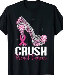 Crush Breast Cancer Awareness Bling Pink Ribbon Shirt