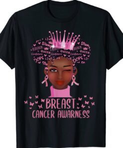 Black Woman In October We Wear Pink Breast Cancer Awareness Shirt