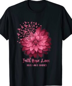 Daisy Faith Hope Love Breast Cancer Awareness Flower Ribbon Shirt