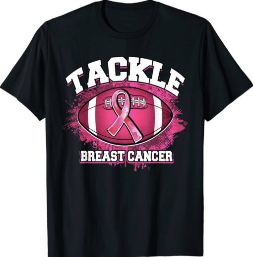 Tackle Football Pink Ribbon Breast Cancer Awareness Gift TShirt