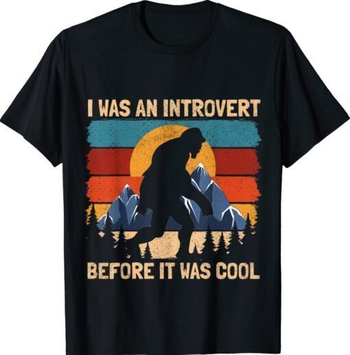 Bigfoot Sasquatch Vintage Retro Sunset Introvert Gift TShirt