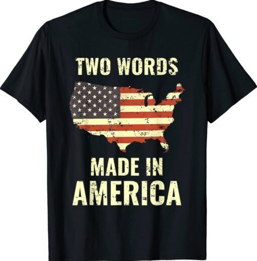 Two Words Made In America Vintage American Flag Joe Biden Shirt