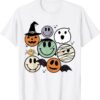 Spooky Witch Ghost Pumpkin Bat Funny Halloween Smile Face Shirt