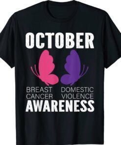 Breast Cancer And Domestic Violence Awareness Butterfly Shirt