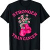Stronger Than Cancer Boxing Gloves Pink Ribbon Breast Cancer T-Shirt