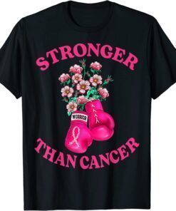 Stronger Than Cancer Boxing Gloves Pink Ribbon Breast Cancer T-Shirt