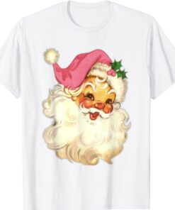 Funny Vintage Pink Santa Claus Pink Christmas Design Shirt