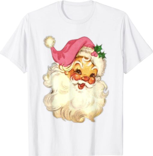 Funny Vintage Pink Santa Claus Pink Christmas Design Shirt