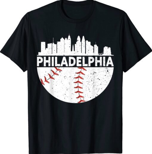 Vintage Philadelphia Skyline Baseball Retro Philly Cityscap Shirt